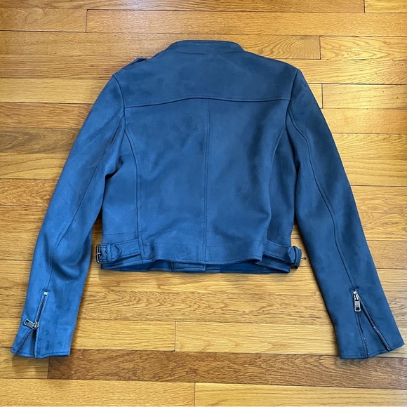 Banana Republic Slate Blue Faux Suede Moto Jacket Size S - Picture 2 of 14